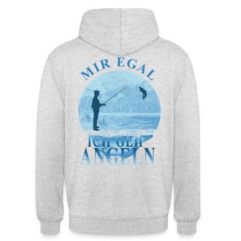 I DON’T CARE I go fishing - Pêcheur avec des poissons - Sweat-shirt à capuche unisexe - gris clair chiné - Dos - Michal (187cm)