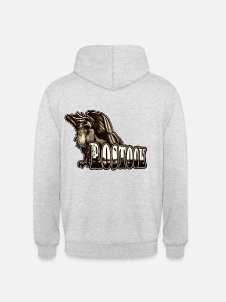 Rostock Sepia Griffin | Yolo konstverk - Luvtröja unisex - ljusgråmelerad