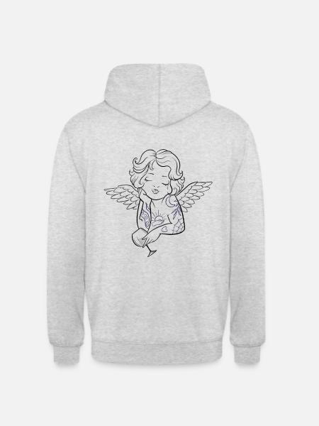 Kleiner tätowierter Engel - Unisex Hoodie - Hellgrau meliert