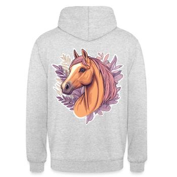 Pferd - Unisex Hoodie - Hellgrau meliert - Hinten - Michal (187cm)