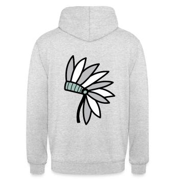 Indischer Kopfschmuck - Unisex Hoodie - Hellgrau meliert - Hinten - Michal (187cm)