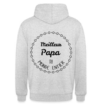 Meilleur papa du monde entier - Sweat-shirt à capuche unisexe - gris clair chiné - Dos - Michal (187cm)