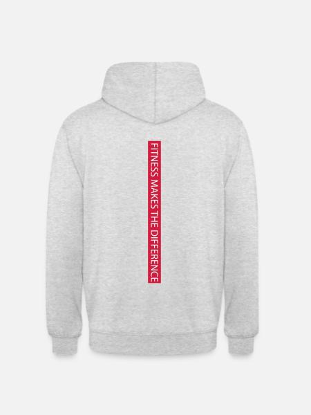 Fitness makes the Difference red - Unisex Hoodie - Hellgrau meliert