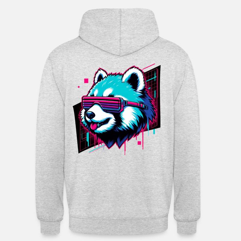 Teintes rétro Red Panda - Sweat-shirt à capuche unisexe - gris clair chiné