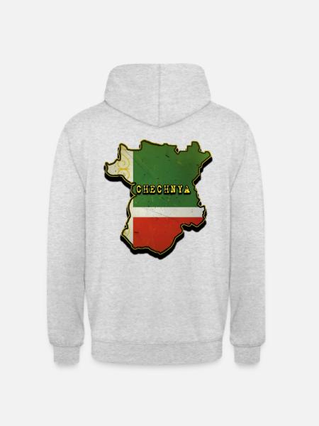 Chechnya Map, Chechen Flag, Chechnya - Unisex Hoodie - light heather grey