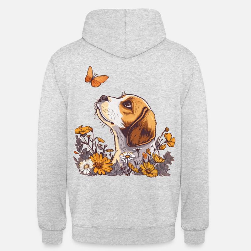 Beagle avec papillon - Sweat-shirt à capuche unisexe - gris clair chiné