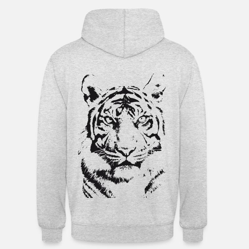 Schwarzer Tiger - Illustration - Unisex Hoodie - Hellgrau meliert
