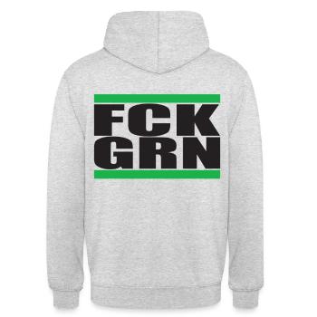 FCK GRN1 - Unisex Hoodie - Hellgrau meliert - Hinten - Michal (187cm)