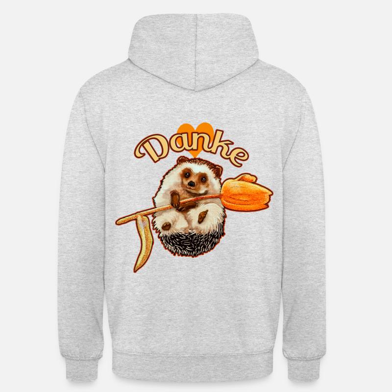 Süßer Igel mit Danke Botschaft - Unisex Hoodie - Hellgrau meliert