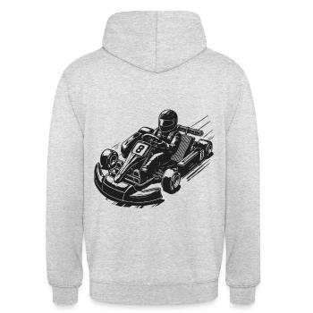 Pilote de karting rétro design vintage - Sweat-shirt à capuche unisexe - gris clair chiné - Dos - Michal (187cm)