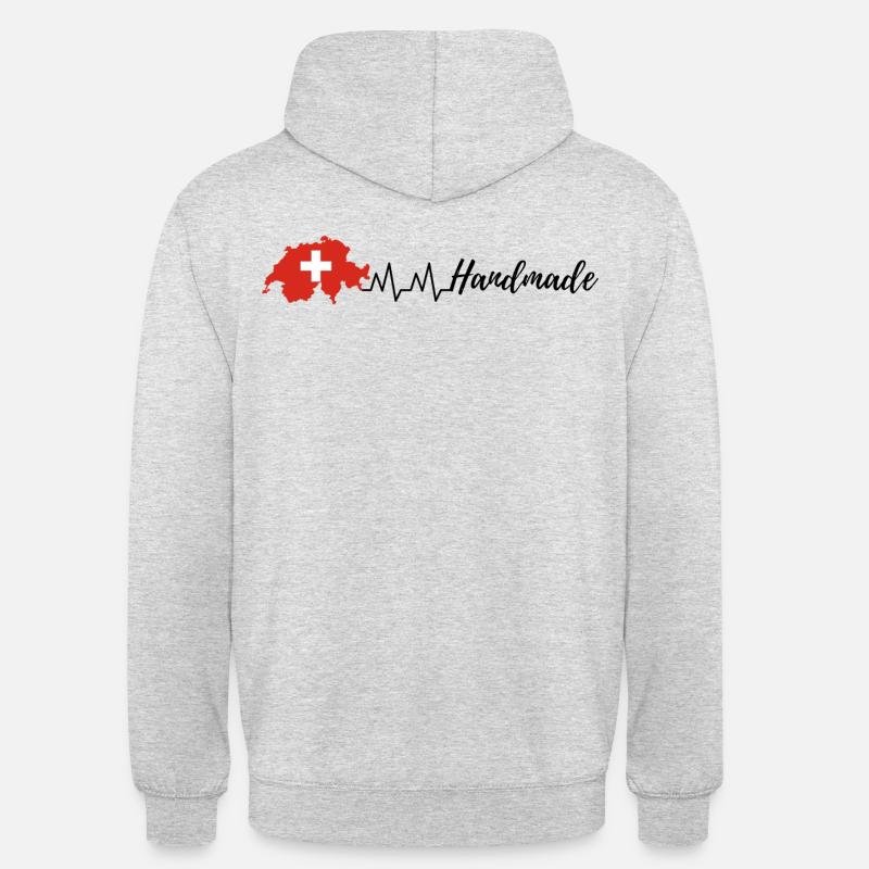 Fait main - Sweat-shirt à capuche unisexe - gris clair chiné