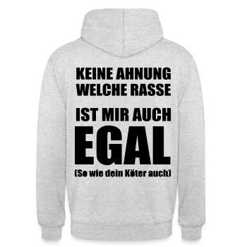 Keine Ahnung welche Rasse, ist mir auch egal! - Unisex Hoodie - Hellgrau meliert - Hinten - Michal (187cm)