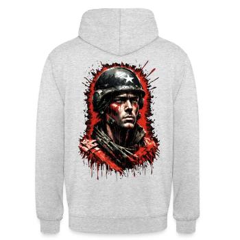 Soldat 4 - Unisex Hoodie - Hellgrau meliert - Hinten - Michal (187cm)