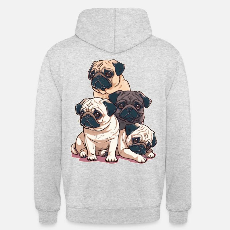 Pug Stack - Unisex Hoodie - light heather grey