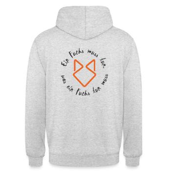 Ein Fuchs muss tun, Füchse, Beginner - Unisex Hoodie - Hellgrau meliert - Hinten - Michal (187cm)
