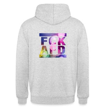 Gegen Nazis - FCK AFD - Gegen Recht - Unisex Hoodie - Hellgrau meliert - Hinten - Michal (187cm)