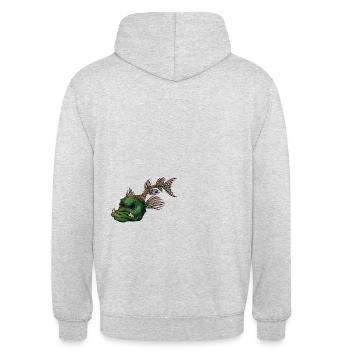 Grumpy pike - Unisex Hoodie - light heather grey - Back - Michal (187cm)