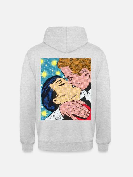 Baiser inoubliable - Sweat-shirt à capuche unisexe - gris clair chiné