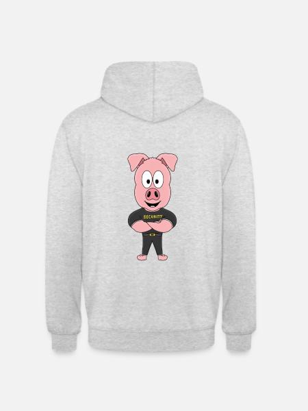 SCHWEIN - SECURITY - BODYGUARD - TIERISCH - Unisex Hoodie - Hellgrau meliert