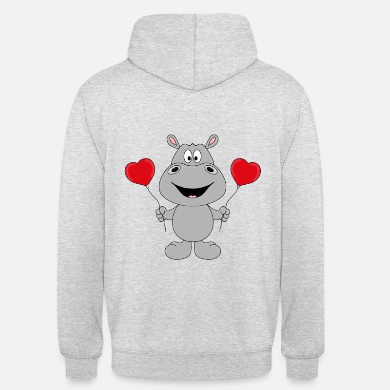 NILPFERD - LUFTBALLONS - LIEBE - TIERISCH - TIER - Unisex Hoodie - Hellgrau meliert