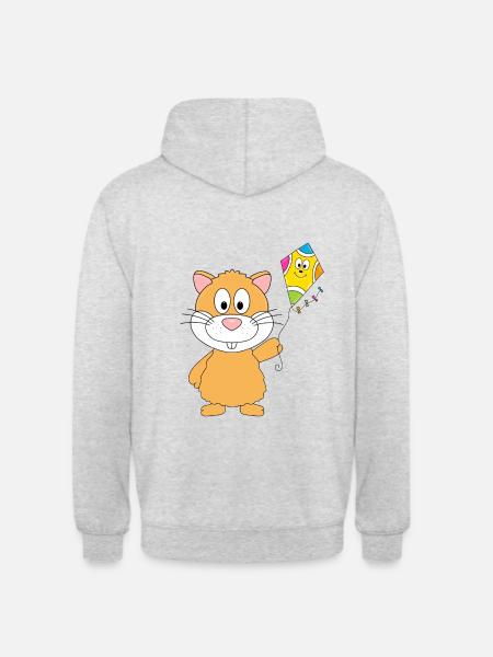 HAMSTER - DRACHE - KITE - DRACHENSTEIGEN - HERBST - Unisex Hoodie - Hellgrau meliert