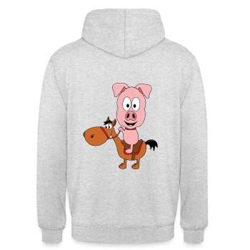 REITEN - PFERD - PONY - SCHWEIN - TIERE - Unisex Hoodie - Hellgrau meliert - Hinten - Michal (187cm)