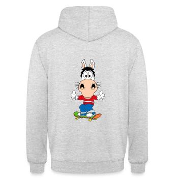 PFERD - PONY - SKATEBOARD - SPORT - TIERISCH - Unisex Hoodie - Hellgrau meliert - Hinten - Michal (187cm)