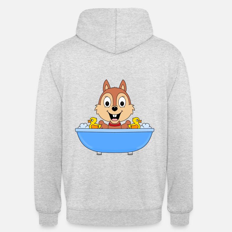 EICHHÖRNCHEN - BADEWANNE - TIER - TIERISCH - Unisex Hoodie - Hellgrau meliert