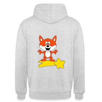STERNSCHNUPPE - TIER - FUCHS - KIND - BABY - Unisex Hoodie - Hellgrau meliert - Hinten - Michal (187cm)