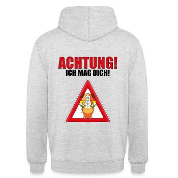 MEERSCHWEINCHEN - BLUMEN - LIEBE - ICH MAG DICH! - Unisex Hoodie - Hellgrau meliert - Hinten - Michal (187cm)