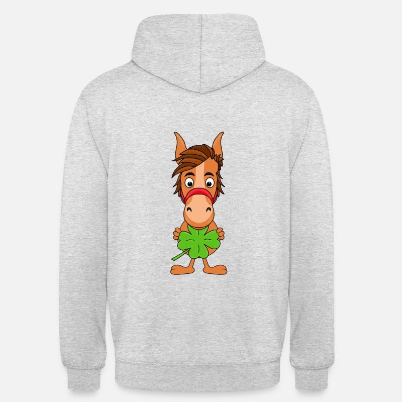 KLEEBLATT - PFERD - PONY - GLÜCKSBRINGER - TIER - Unisex Hoodie - Hellgrau meliert