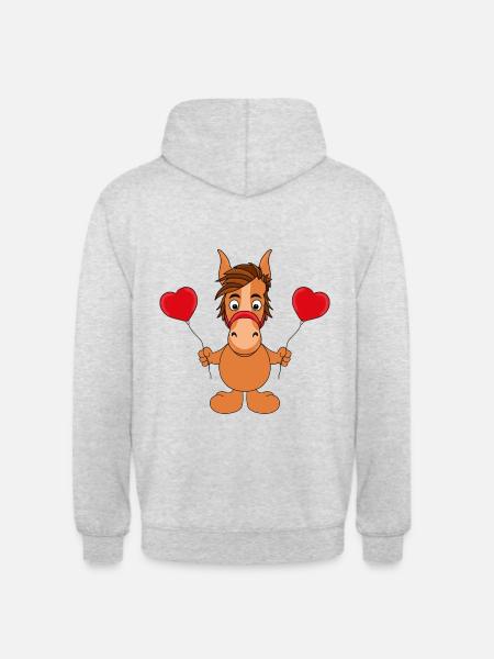 LUFTBALLONS - HERZCHEN - LIEBE - PFERD - PONY - Unisex Hoodie - Hellgrau meliert