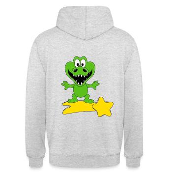 KROKODIL - STERNSCHNUPPE - Unisex Hoodie - Hellgrau meliert - Hinten - Michal (187cm)