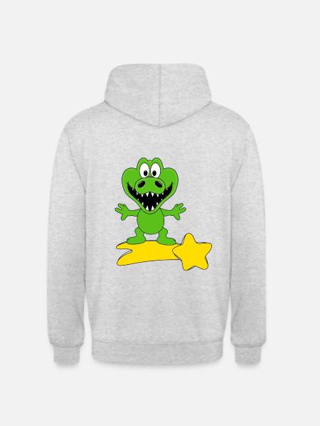 KROKODIL - STERNSCHNUPPE - Unisex Hoodie - Hellgrau meliert
