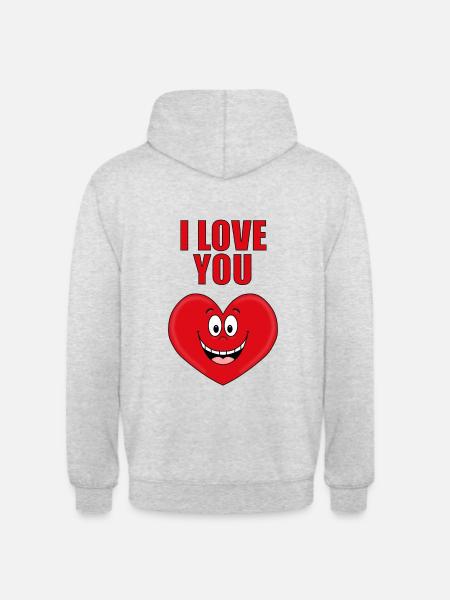 I LOVE YOU - Unisex Hoodie - Hellgrau meliert