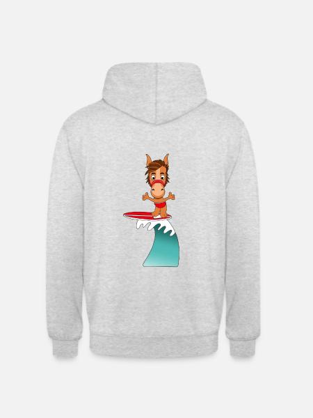 WELLENREITER - PFERD - Unisex Hoodie - Hellgrau meliert