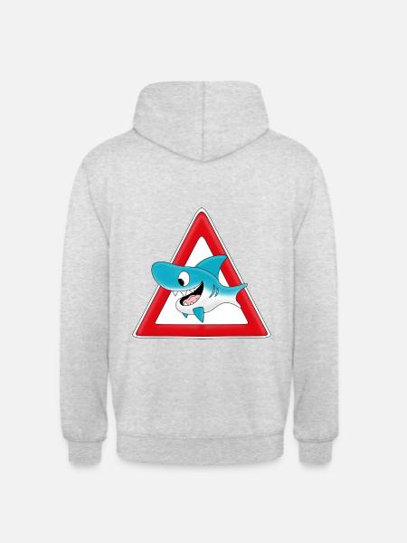 ACHTUNG HAI - Unisex Hoodie - Hellgrau meliert