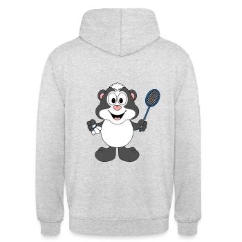 STINKTIER - SPORT - FEDERBALL - BADMINTON - Unisex Hoodie - Hellgrau meliert - Hinten - Michal (187cm)