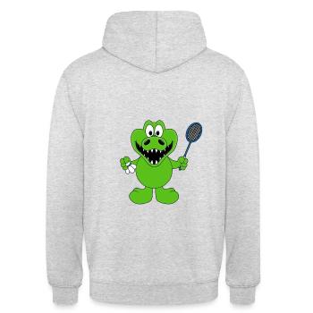 FEDERBALL - KROKODIL - BADMINTON - SPORT - TIER - Unisex Hoodie - Hellgrau meliert - Hinten - Michal (187cm)