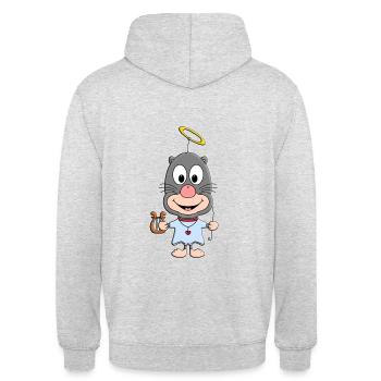 ENGEL - HEILIGENSCHEIN - MAULWURF - TIERISCH - Unisex Hoodie - Hellgrau meliert - Hinten - Michal (187cm)