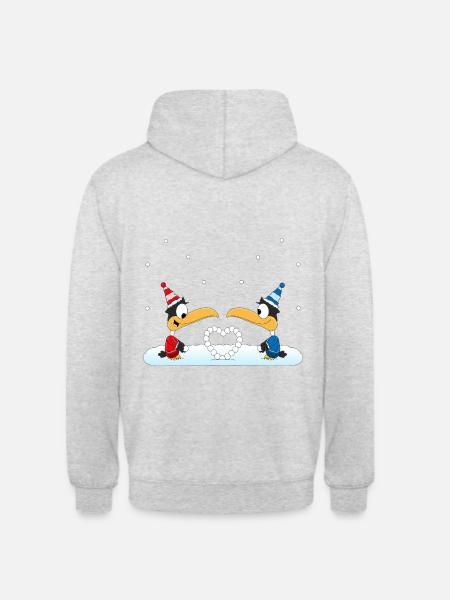 PINGUINE - SCHNEE - HERZ - LIEBE - Unisex Hoodie - Hellgrau meliert