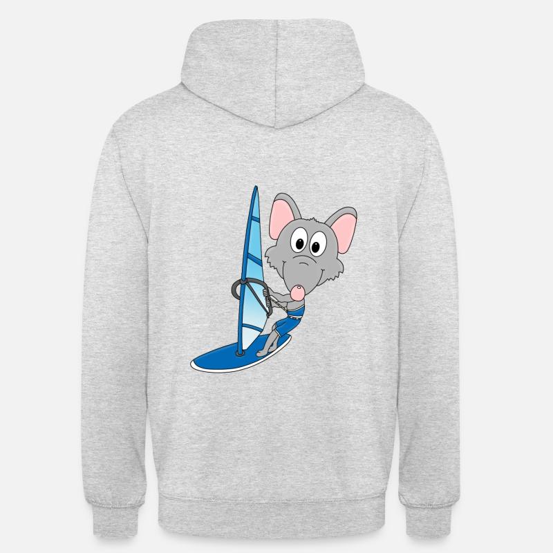 WASSERRATTE - SURFER - WINDSURFER - TIER - FUN - Unisex Hoodie - Hellgrau meliert