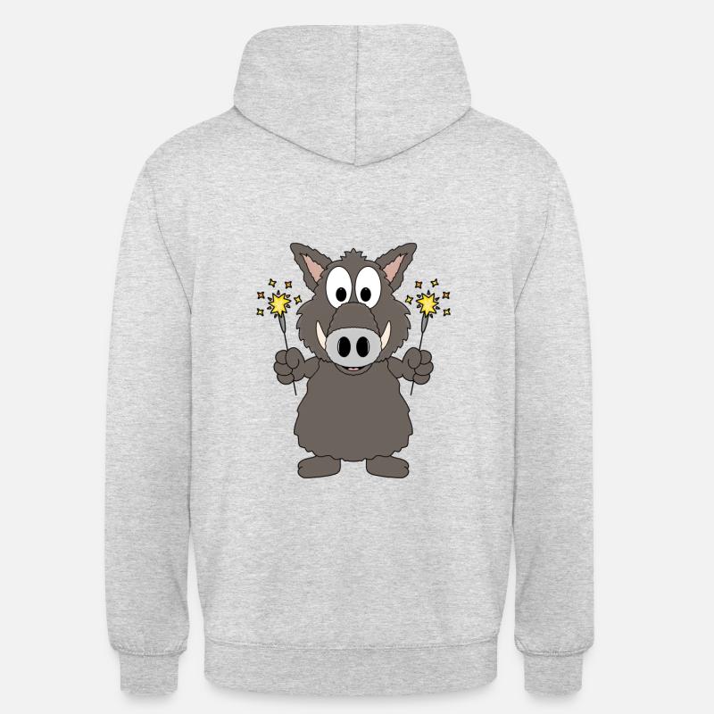 WILDSCHWEIN - EBER - KEILER - WUNDERKERZEN - Unisex Hoodie - Hellgrau meliert