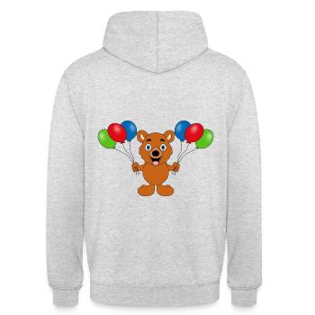 TEDDY - LUFTBALLONS - KINDER - BABYS - TIERE - Unisex Hoodie - Hellgrau meliert - Hinten - Michal (187cm)