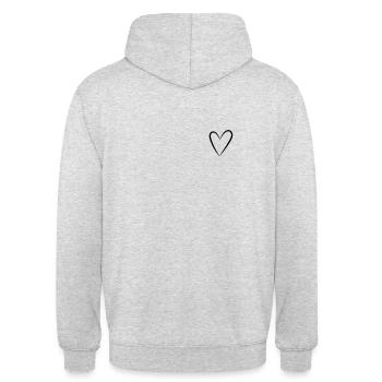 Kleines schwarzes Herz Silhouette - Unisex Hoodie - Hellgrau meliert - Hinten - Michal (187cm)