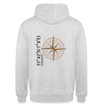 Norderney Koordinaten Insel - Unisex Hoodie - Hellgrau meliert - Hinten - Michal (187cm)