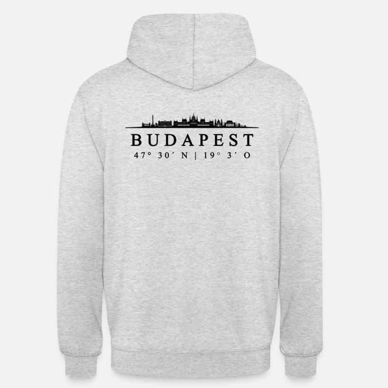 Budapest coordonne la conception - Sweat-shirt à capuche unisexe - gris clair chiné