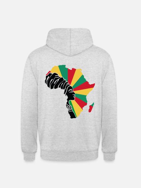 Guinée Drapeau Afrique Carte Patrimoine Ethnique Noir - Sweat-shirt à capuche unisexe - gris clair chiné