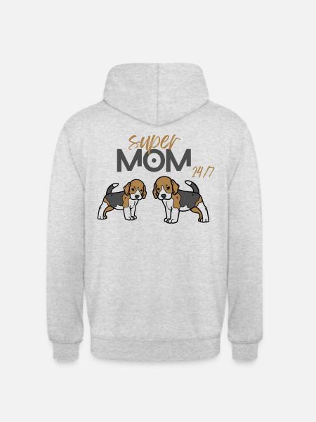 Momy beagle - Unisex Hoodie - light heather grey