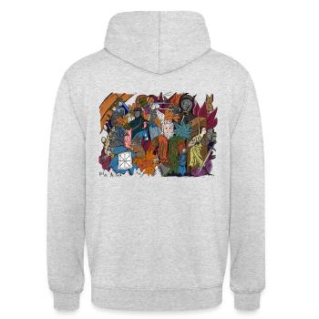 HEMA PopArt - Sweat-shirt à capuche unisexe - gris clair chiné - Dos - Michal (187cm)